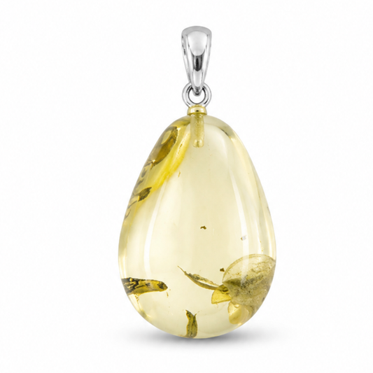 Amber Pendant with Sterling Silver