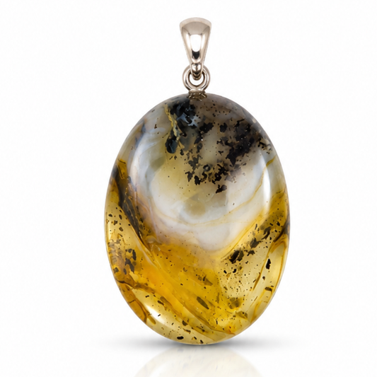 Amber Pendant with Sterling Silver