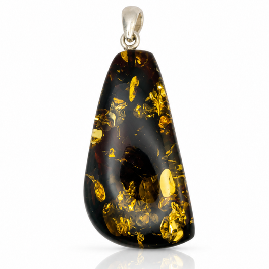 Amber Pendant with Sterling Silver