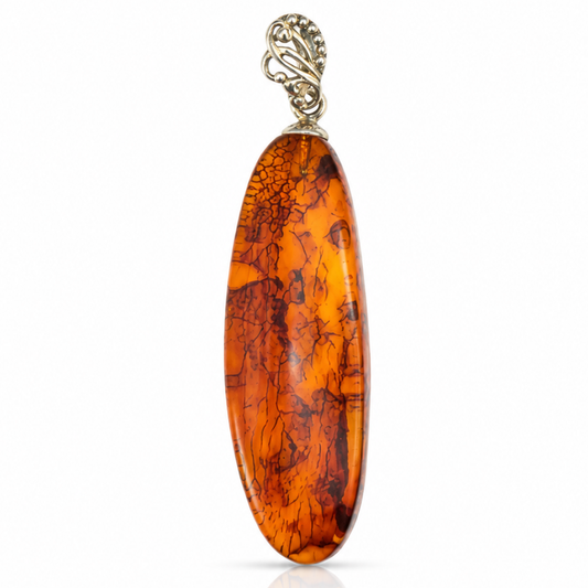 Amber Pendant with Sterling Silver