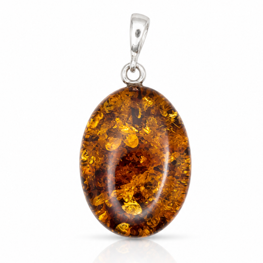 Amber Pendant with Sterling Silver