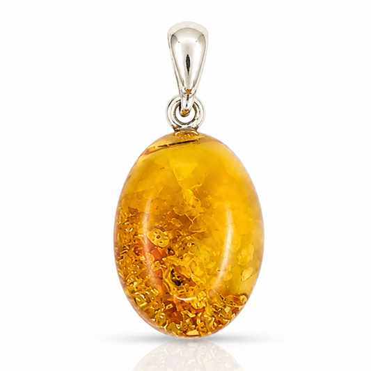 Amber Pendant with Sterling Silver