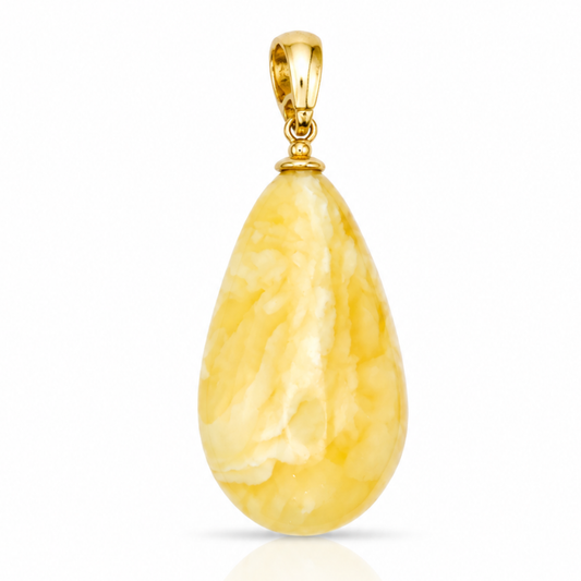 Natural Amber Pendant – Gold Plated