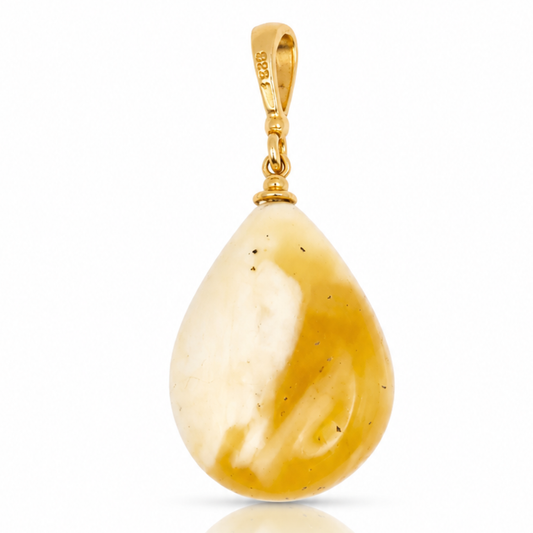 Natural Amber Pendant – Gold Plated