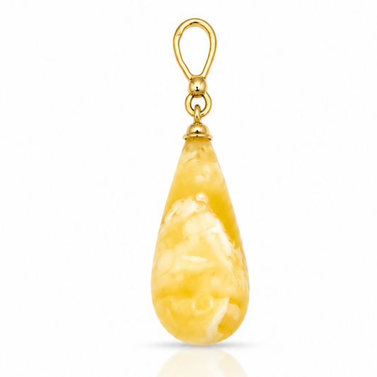Natural Amber Pendant – Gold Plated