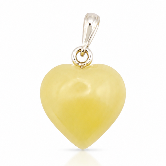 Amber Heart Pendant – Sterling Silver