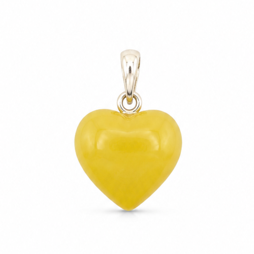 Amber Heart Pendant – Sterling Silver