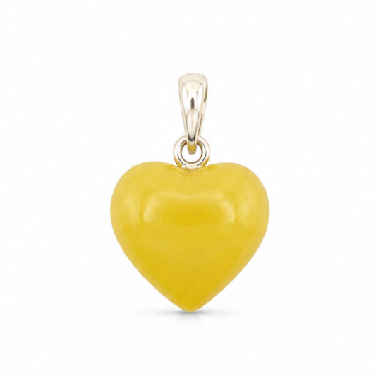 Amber Heart Pendant – Sterling Silver
