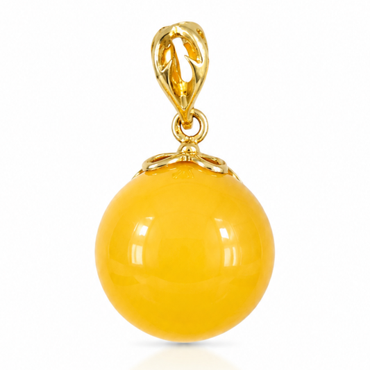 Natural Amber Pendant – Gold Plated