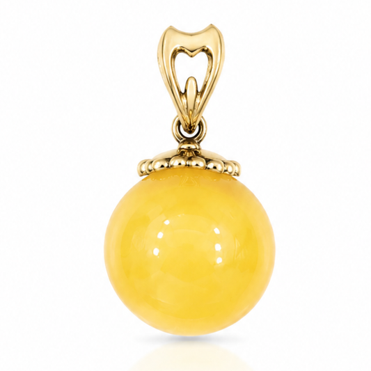 Natural Amber Pendant – Gold Plated