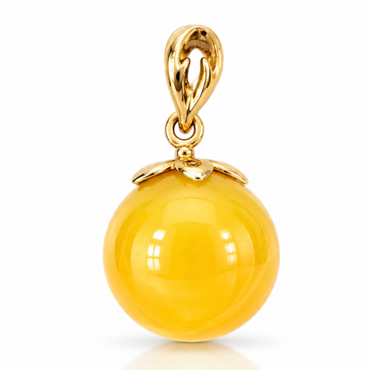 Natural Amber Pendant – Gold Plated