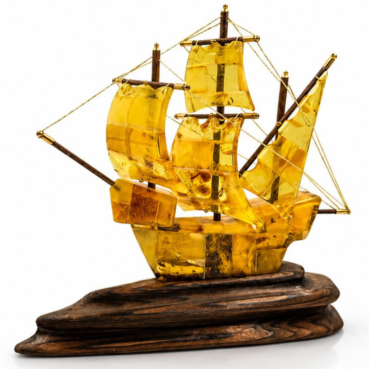 Handcrafted Sailboat with Baltic Amber