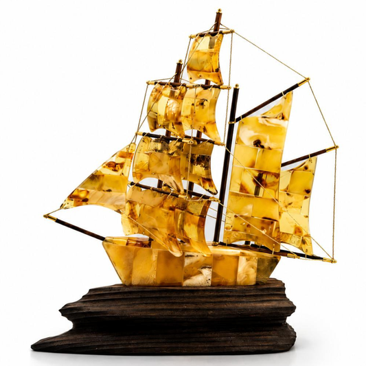 Handcrafted Sailboat with Baltic Amber