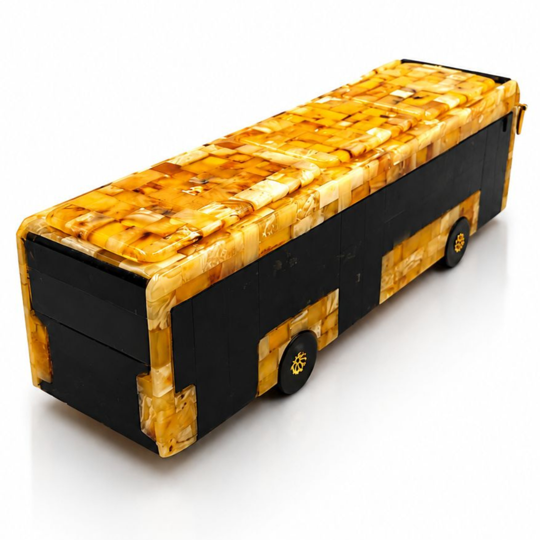 Handmade Baltic Amber Bus Sculpture