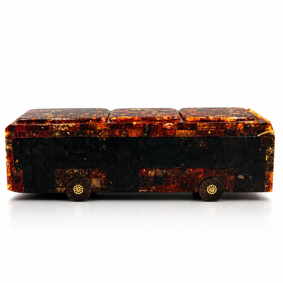 Handmade Baltic Amber Bus Sculpture