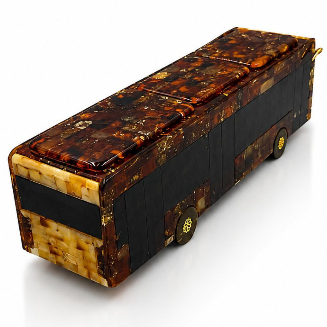 Handmade Baltic Amber Bus Sculpture