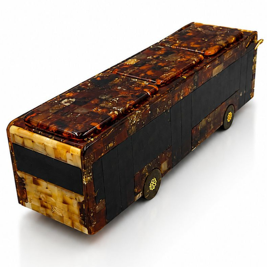 Handmade Baltic Amber Bus Sculpture