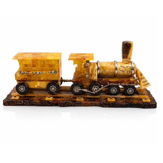 Handmade Baltic Amber Train Sculpture