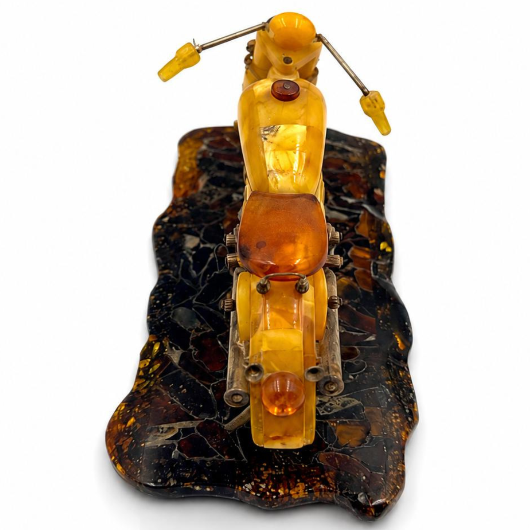 Handmade Baltic Amber Motorcycle  Sculpture