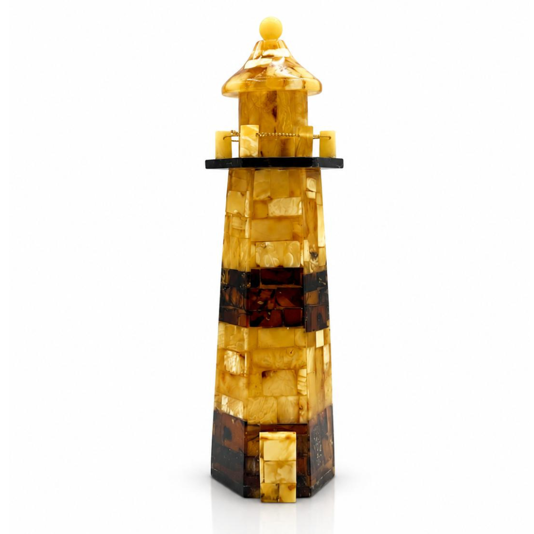 Handmade Baltic Amber Lighthouse Sculpture