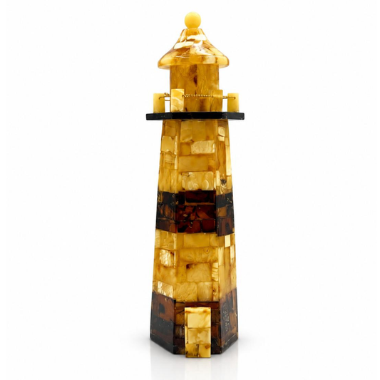 Handmade Baltic Amber Lighthouse Sculpture