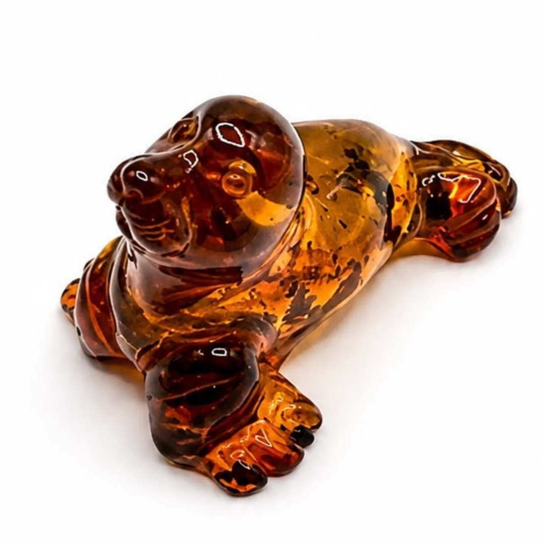 Cognac Baltic amber seal figurine