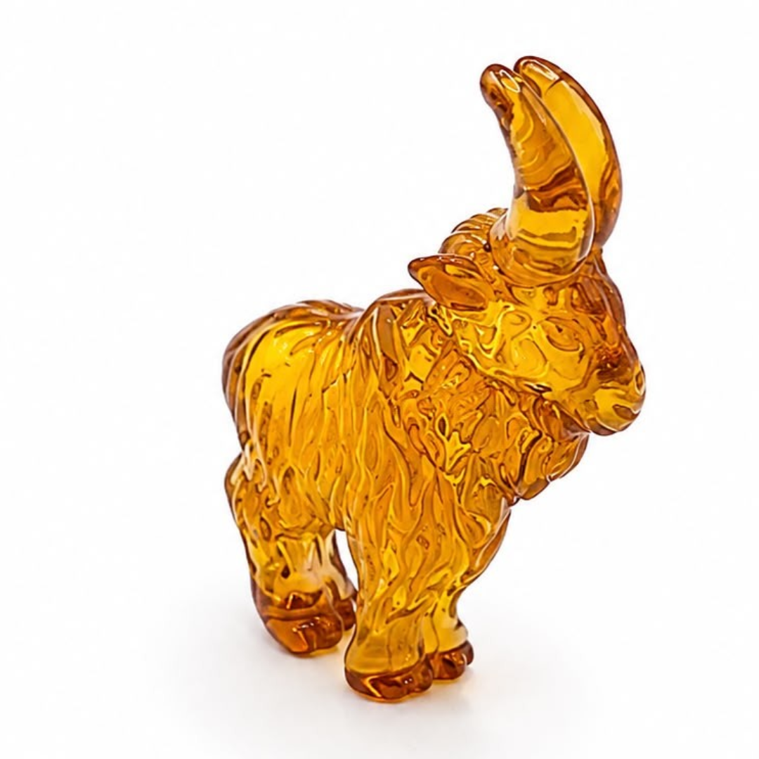 Honey Baltic amber goat figurine