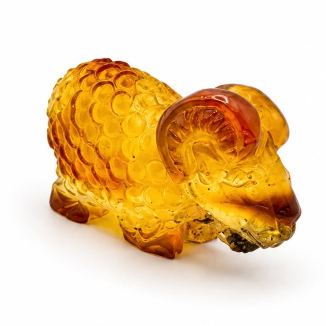 Honey Baltic amber goat figurine