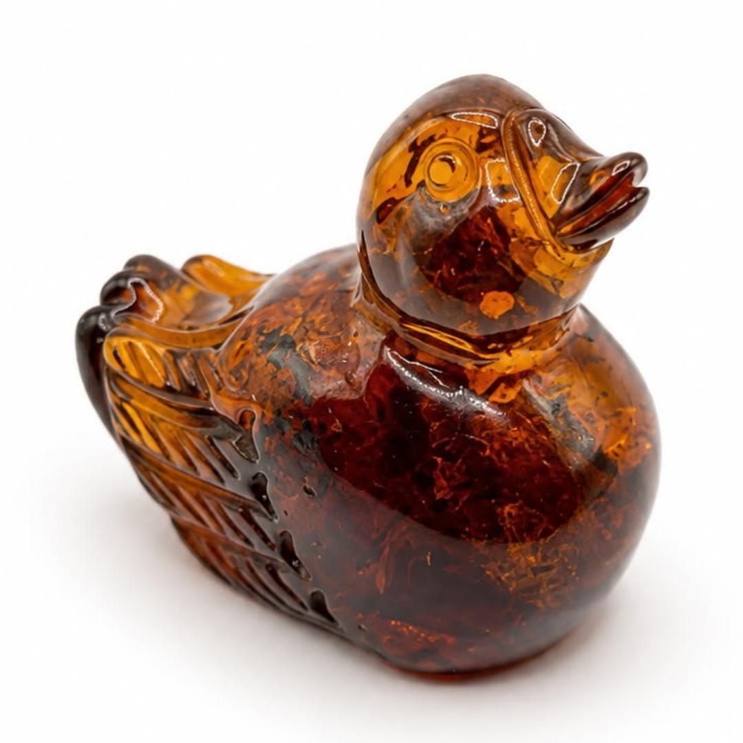 Cognac Baltic amber duck figurine