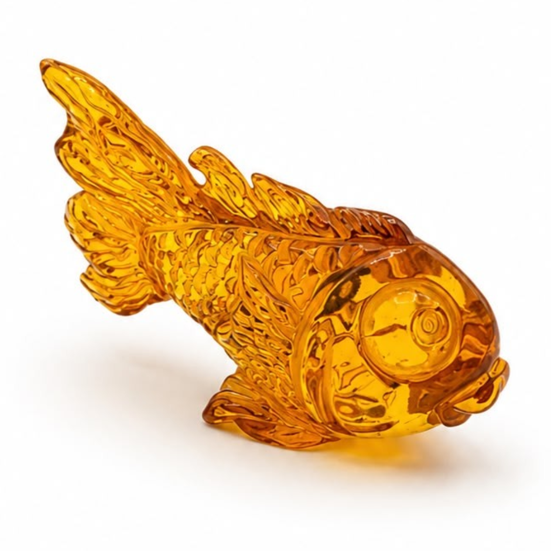 Honey Baltic amber fish figurine