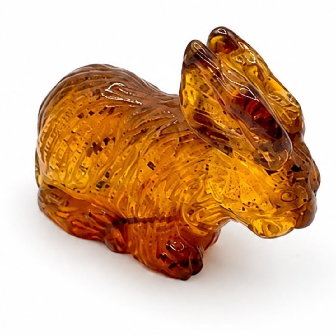 Cognac Baltic amber rabbit figurine