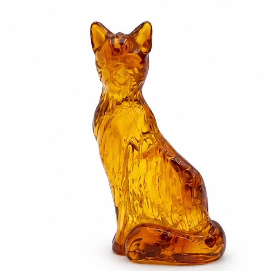 Honey Baltic amber cat figurine