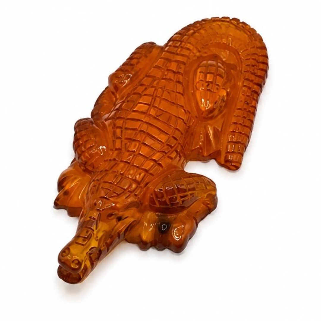 Cognac Baltic amber crocodile figurine