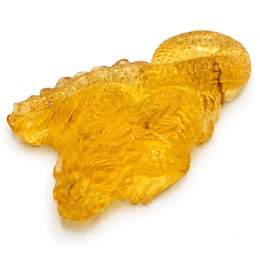 Honey Baltic amber dragon figurine