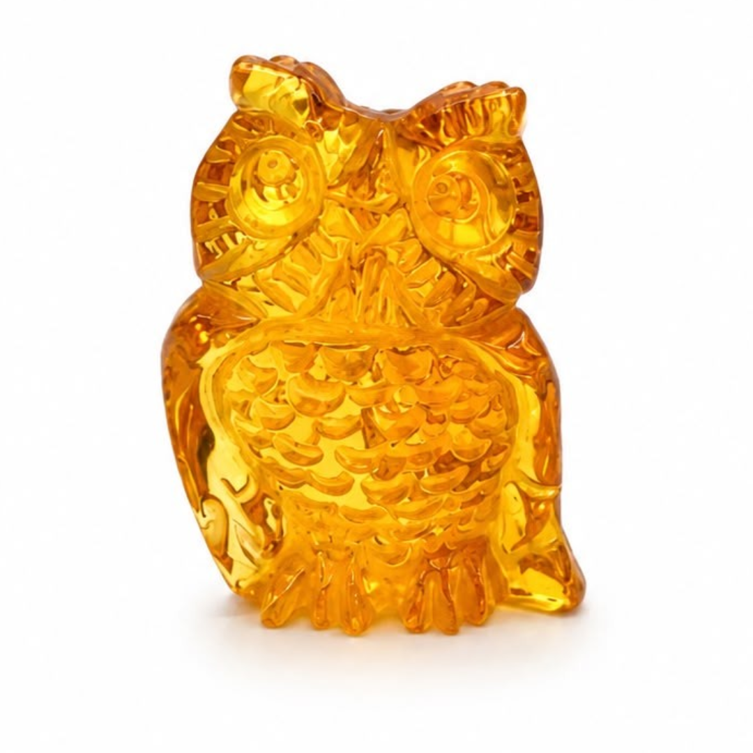 Cognac Baltic amber owl figurine