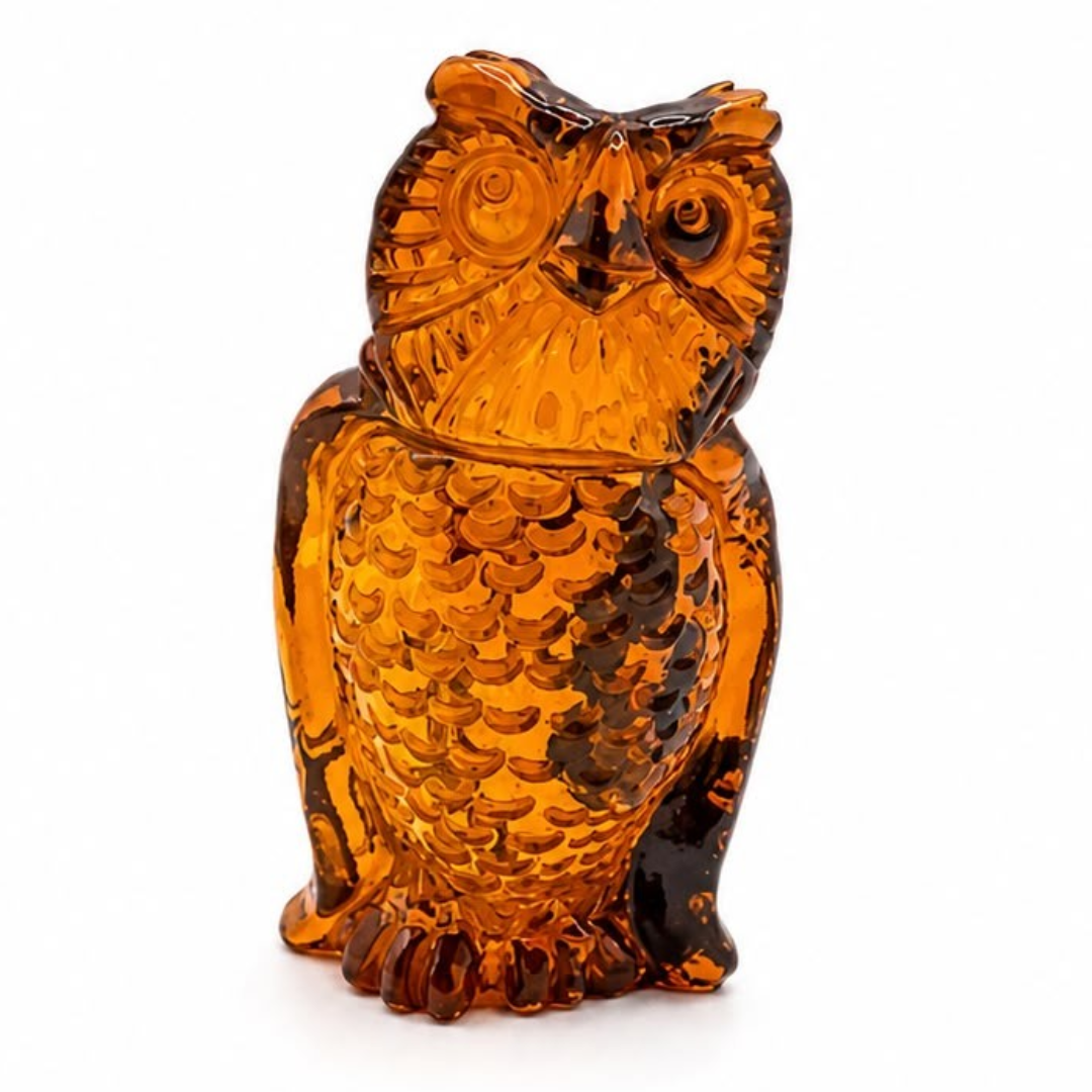Cognac Baltic amber owl figurine