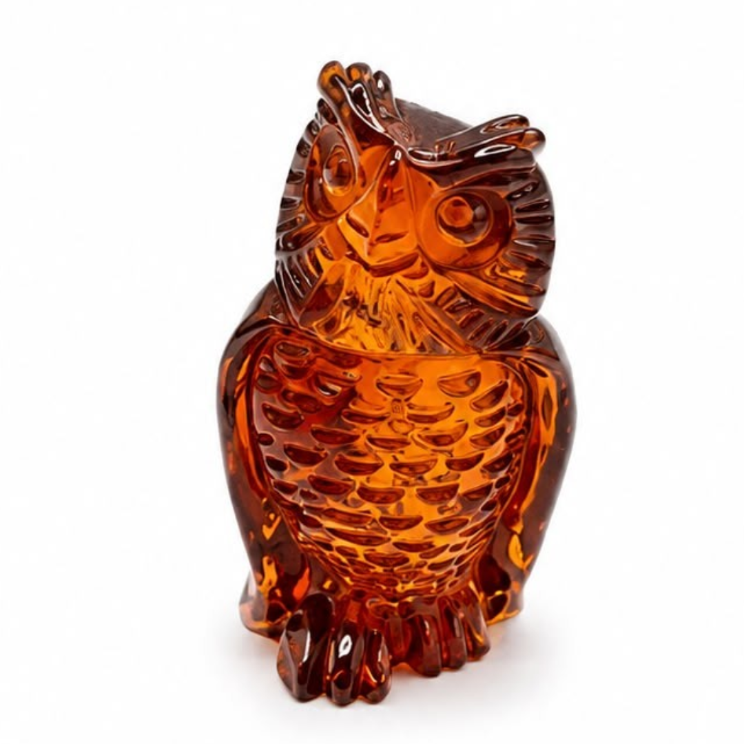 Cognac Baltic amber owl figurine