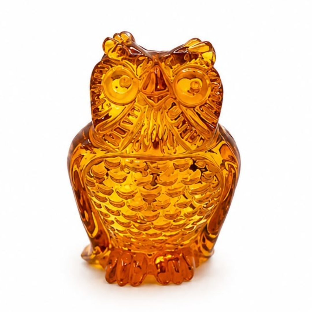 Honey Baltic amber owl figurine