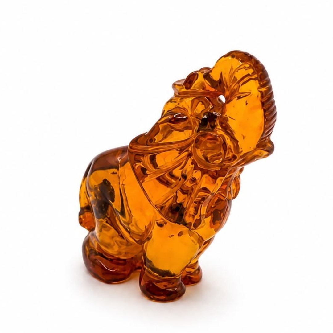 Cognac Baltic amber elephant figurine