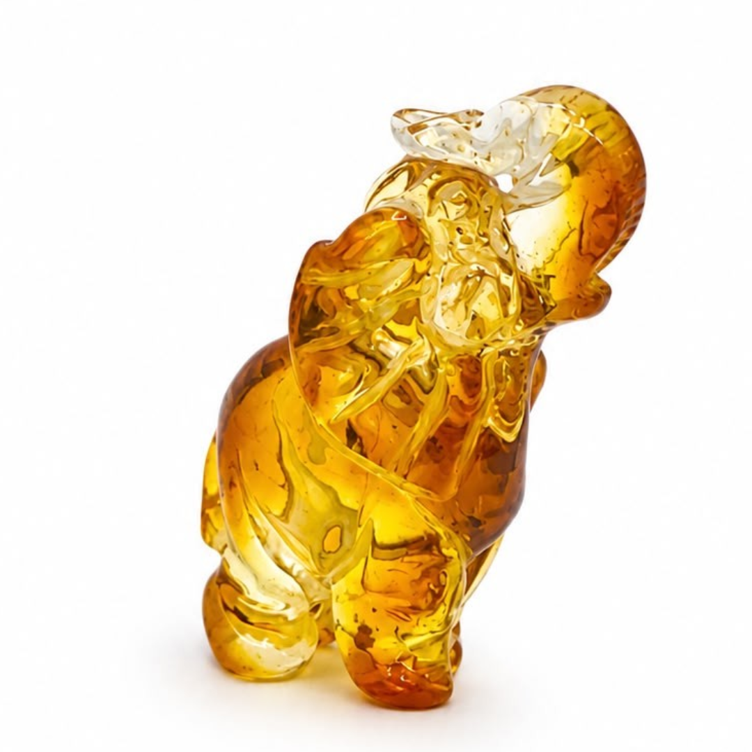 Cognac and honey Baltic amber elephant figurine