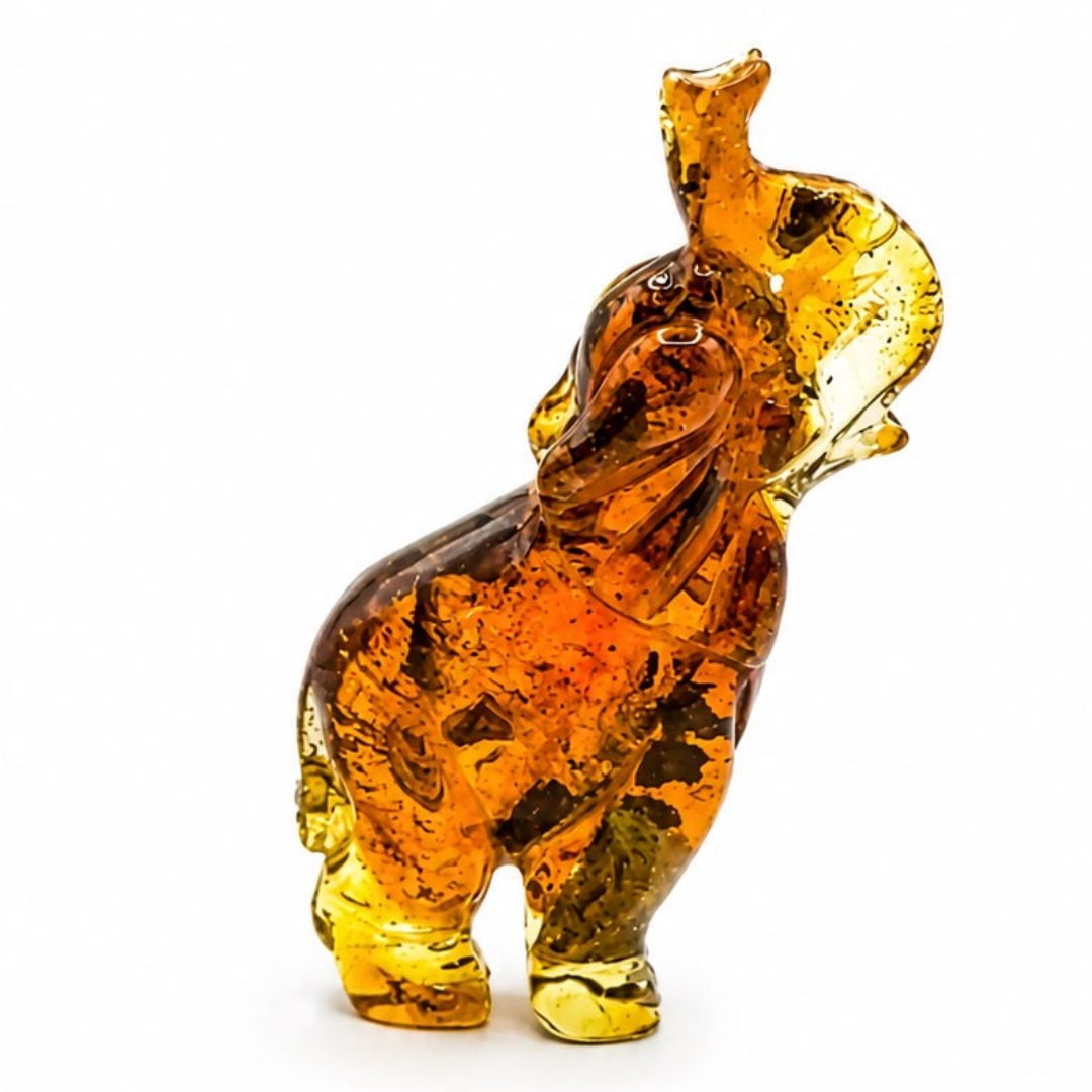 Cognac and honey Baltic amber elephant figurine