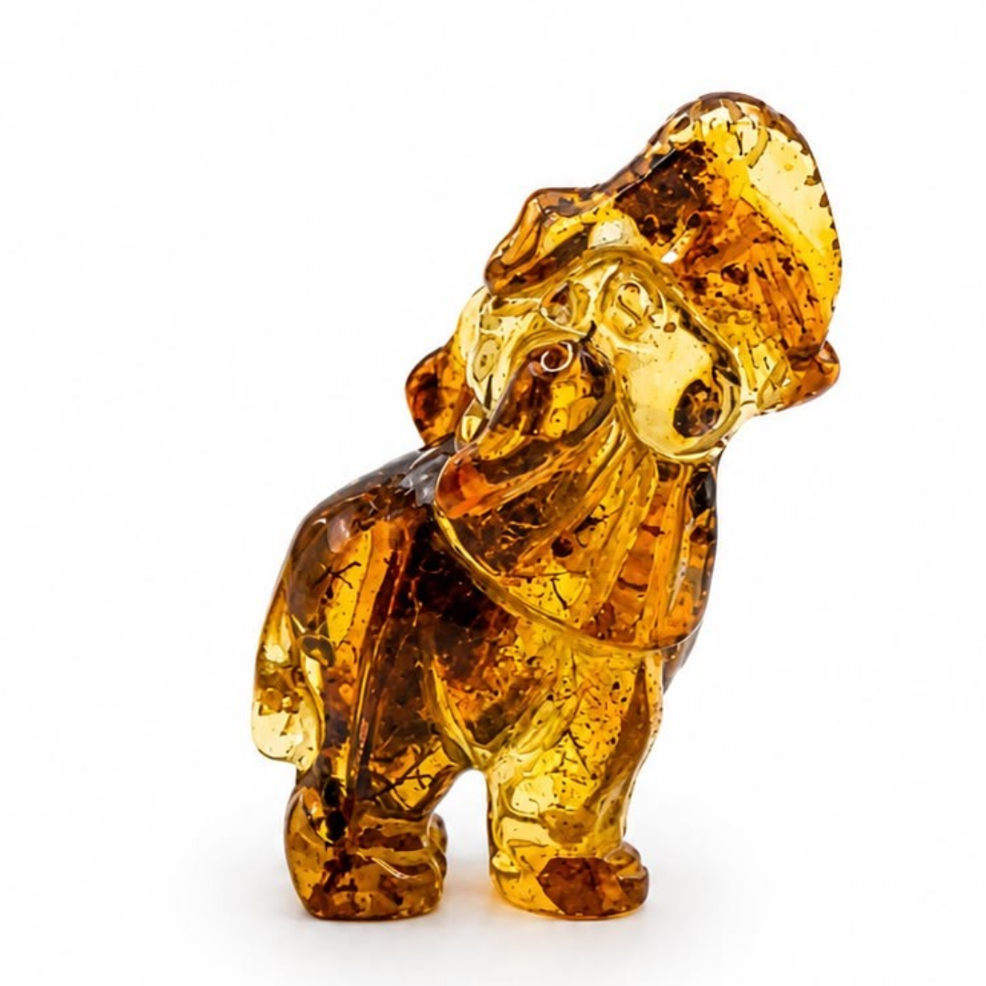 Honey Baltic amber elephant figurine