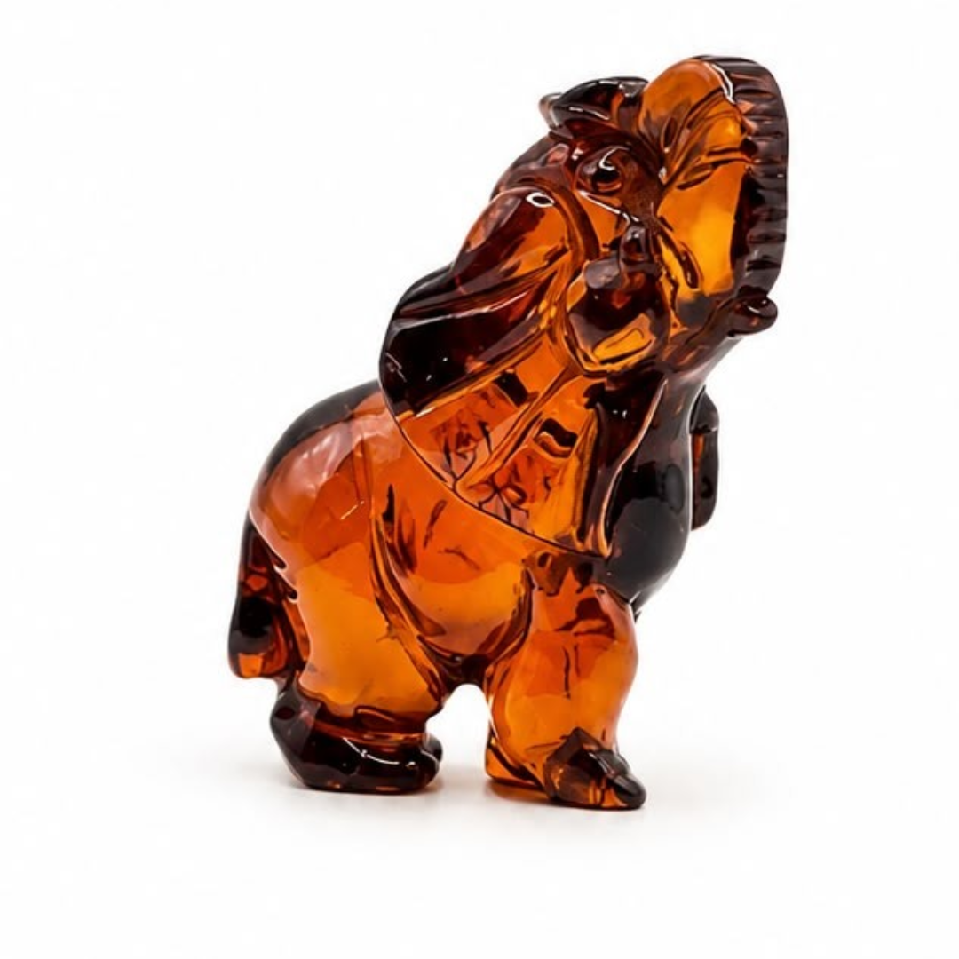 Cognac Baltic amber elephant figurine