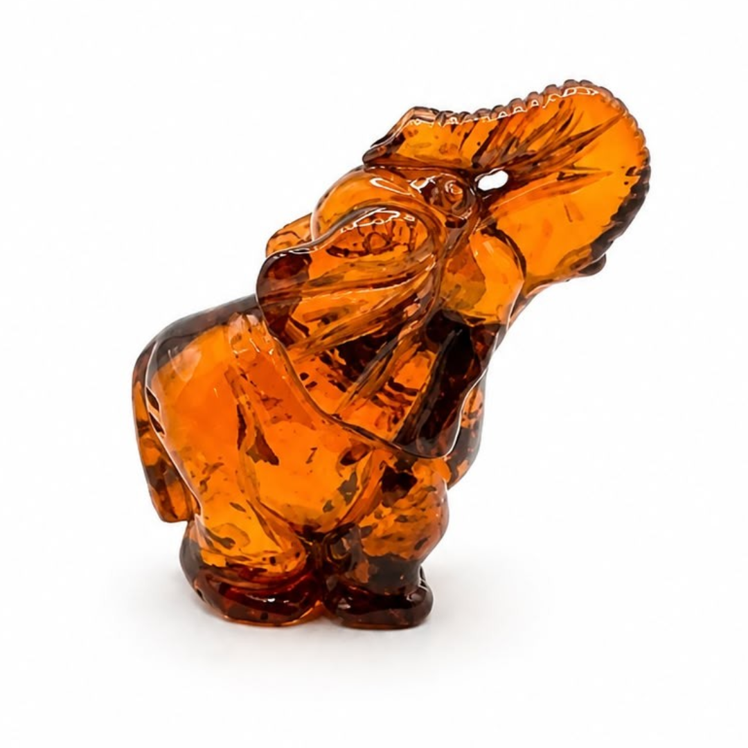 Cognac Baltic amber elephant figurine