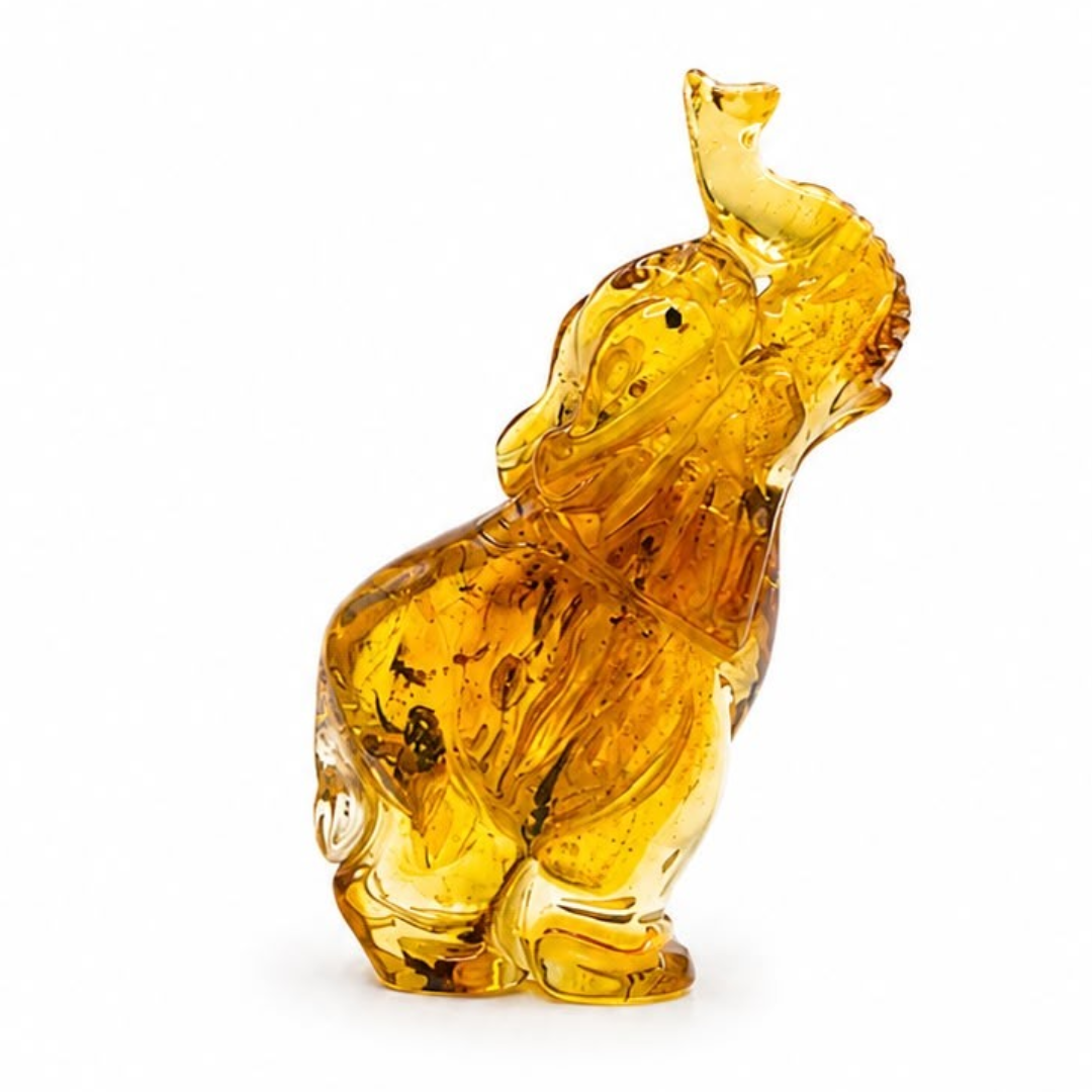 Honey Baltic amber elephant figurine