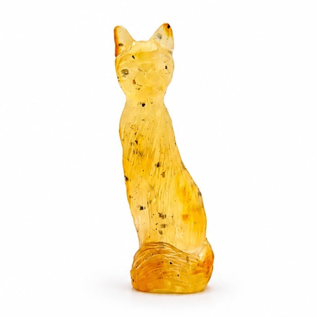 Honey Baltic amber cat figurine