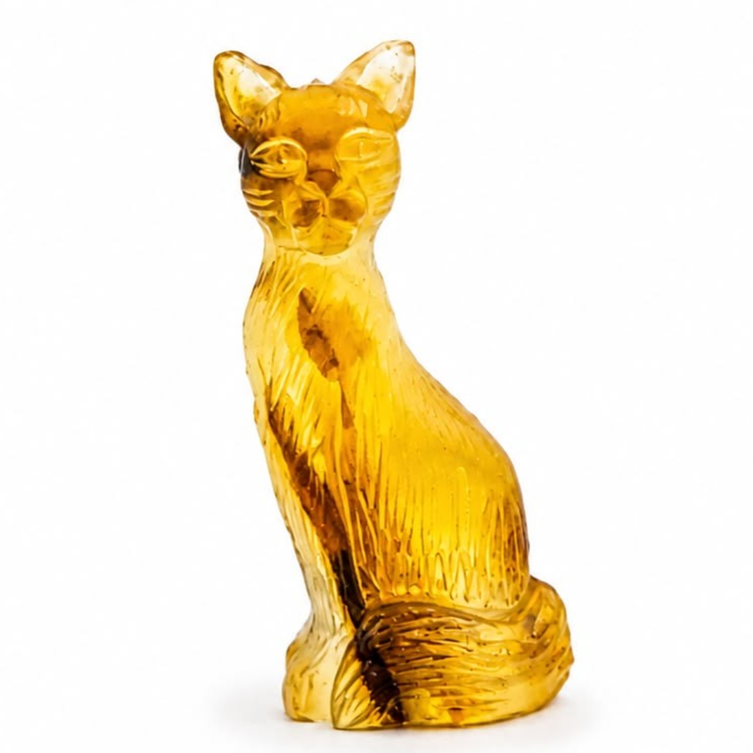 Honey Baltic amber cat figurine