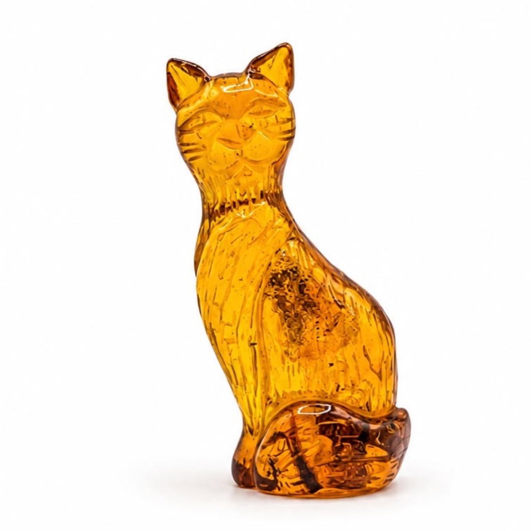 Cognac Baltic amber cat figurine