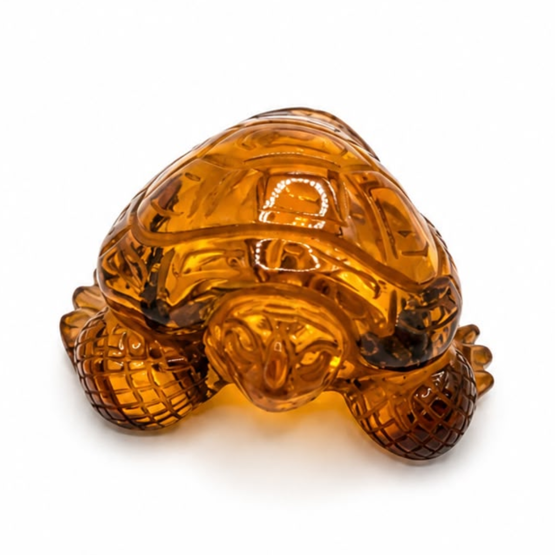 Cognac Baltic amber turtle figurine