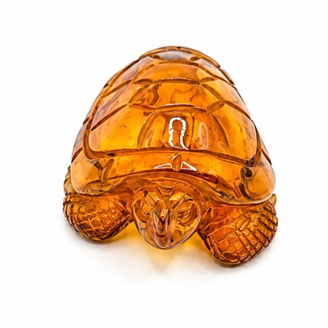 Cognac Baltic amber turtle figurine